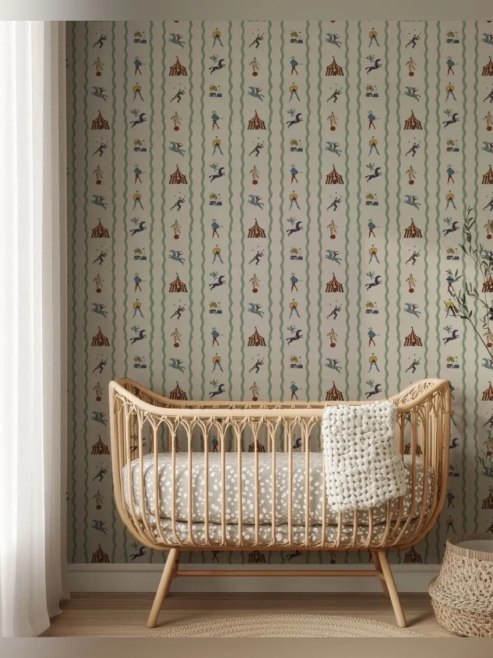 New Anthropologie Annika Reed Studios Green Run Away to the Circus Wallpaper